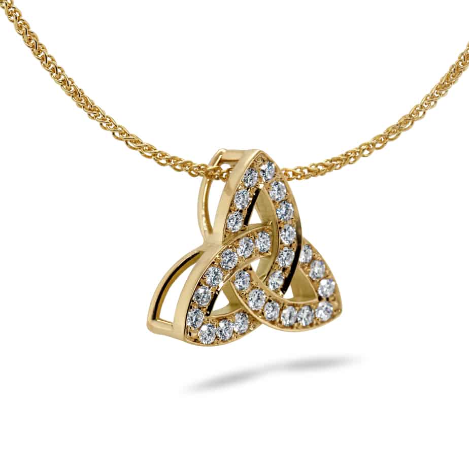 DesignYard - 18k Fair Trade Yellow Gold Diamond Trinity Knot Pendant - DESIGNYARD, Dublin Ireland.