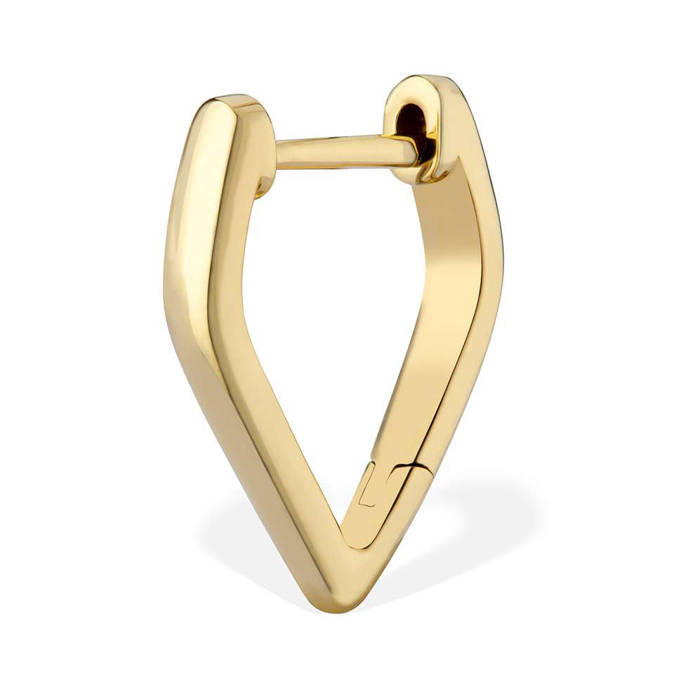 DesignYard - 18k Yellow Gold V Single Huggie Earring - DESIGNYARD, Dublin Ireland.