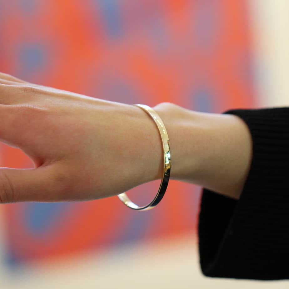Hand Forged Timeless 9k Yellow Gold Flat Bangle by DesignYard DESIGNYARD