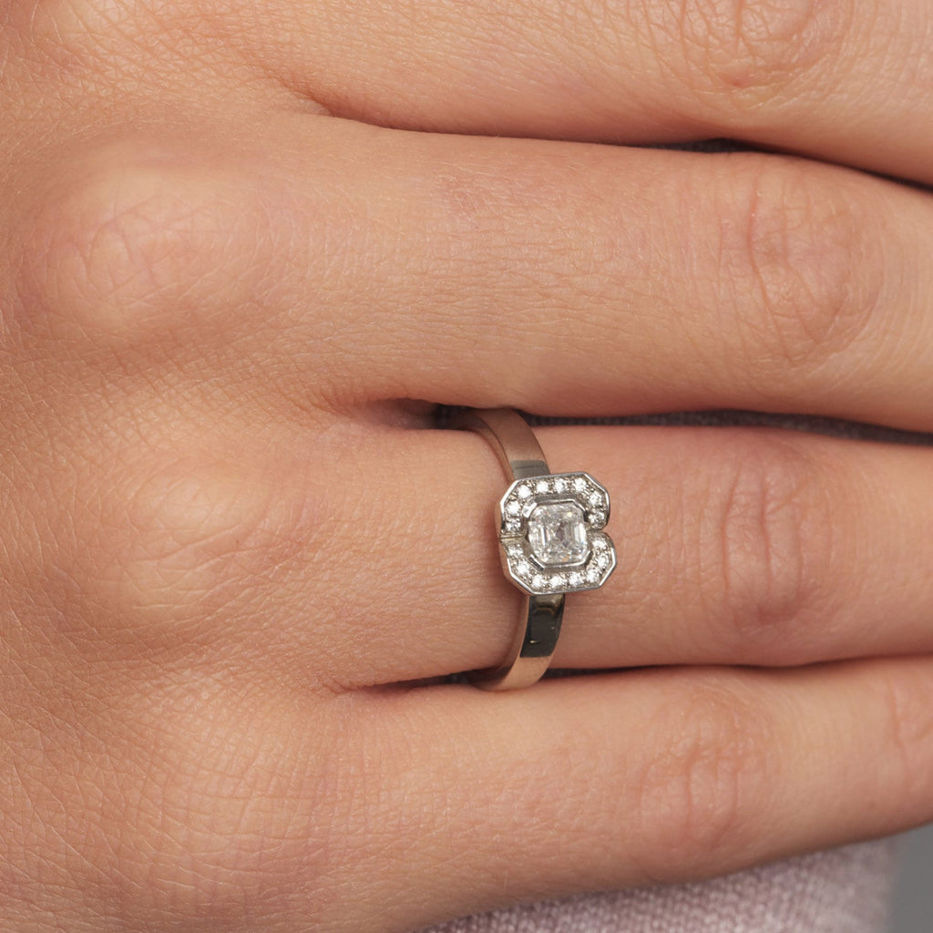 Andrew Geoghegan - Platinum Diamond Fission Cluster engagement Ring - DESIGNYARD contemporary jewellery Dublin Ireland.