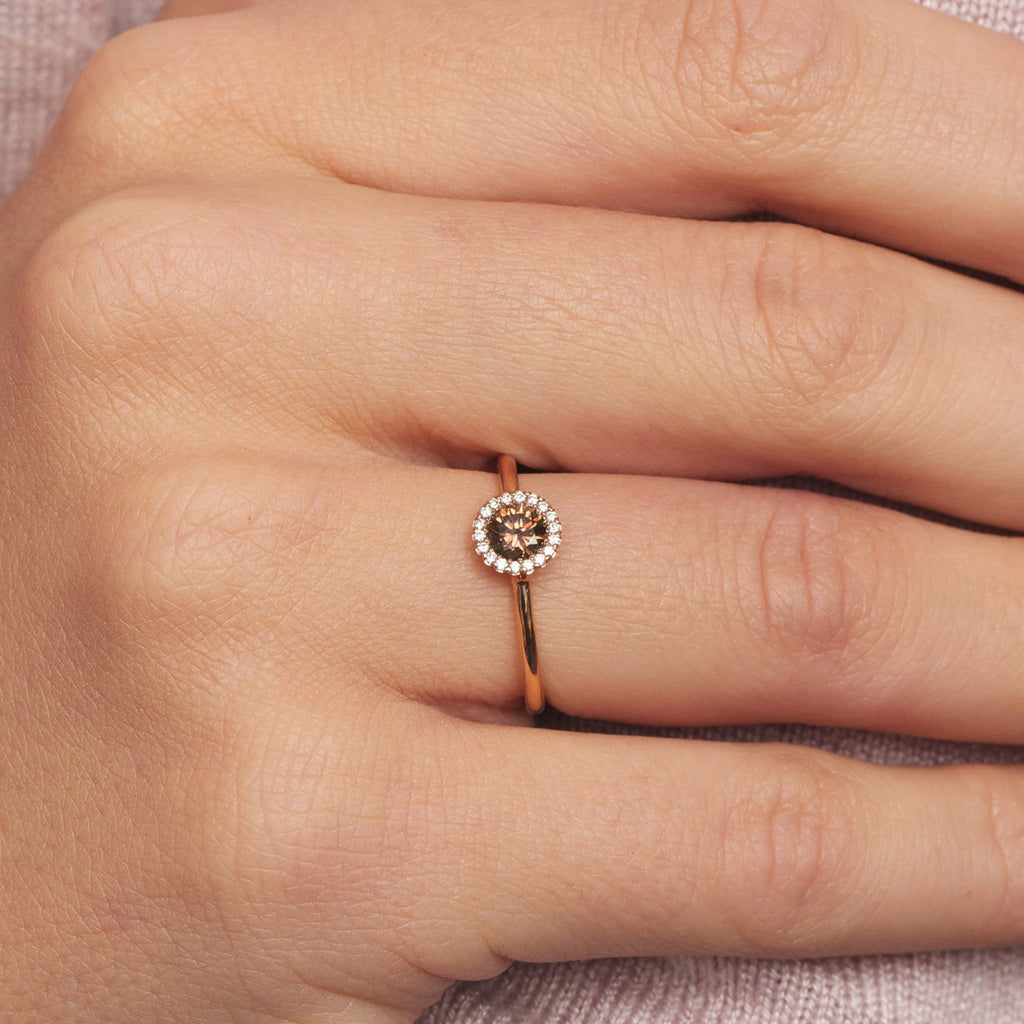Andrew Geoghegan - 18k Rose Gold Diamond Chocolate Cannele alternative engagement Ring - DESIGNYARD contemporary jewellery Dublin Ireland.