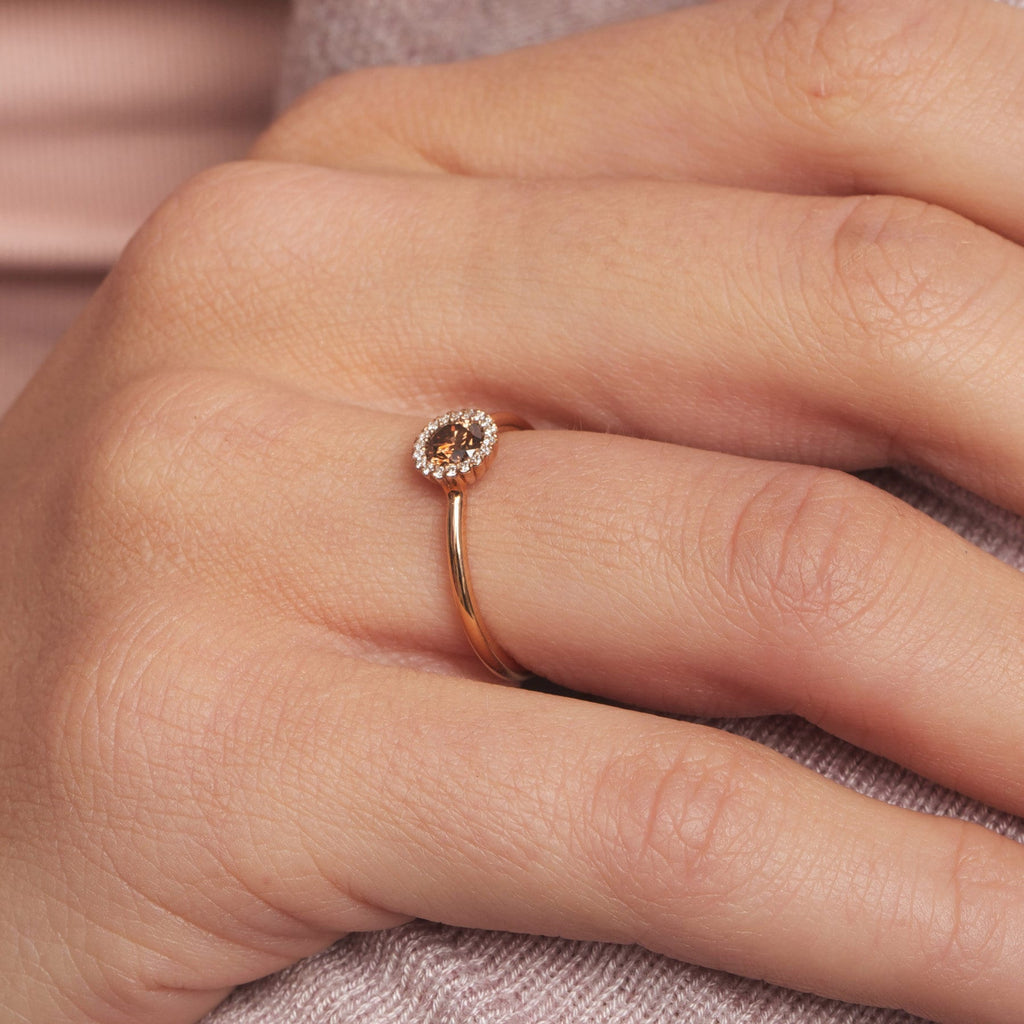 Andrew Geoghegan - 18k Rose Gold Diamond Chocolate Cannele alternative engagement Ring - DESIGNYARD contemporary jewellery Dublin Ireland.