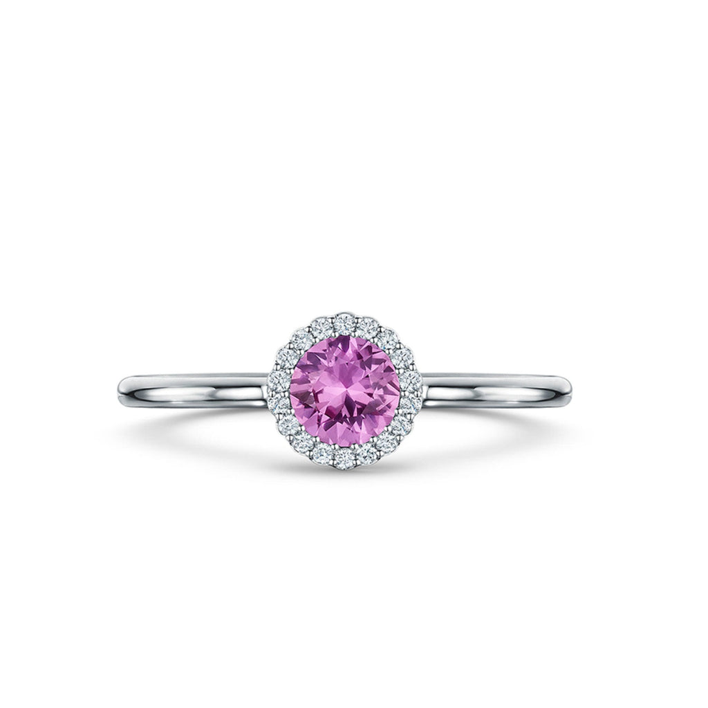 Andrew Geoghegan - 18k White Gold Pink Sapphire Diamond Cannele alternative engagement Ring - DESIGNYARD contemporary jewellery Dublin Ireland.