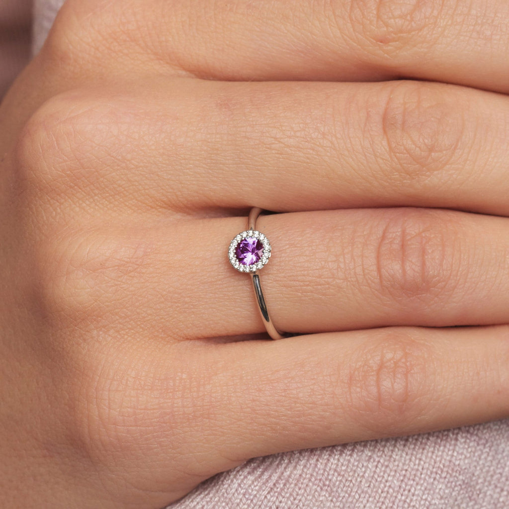 Andrew Geoghegan - 18k White Gold Pink Sapphire Diamond Cannele alternative engagement Ring - DESIGNYARD contemporary jewellery Dublin Ireland.