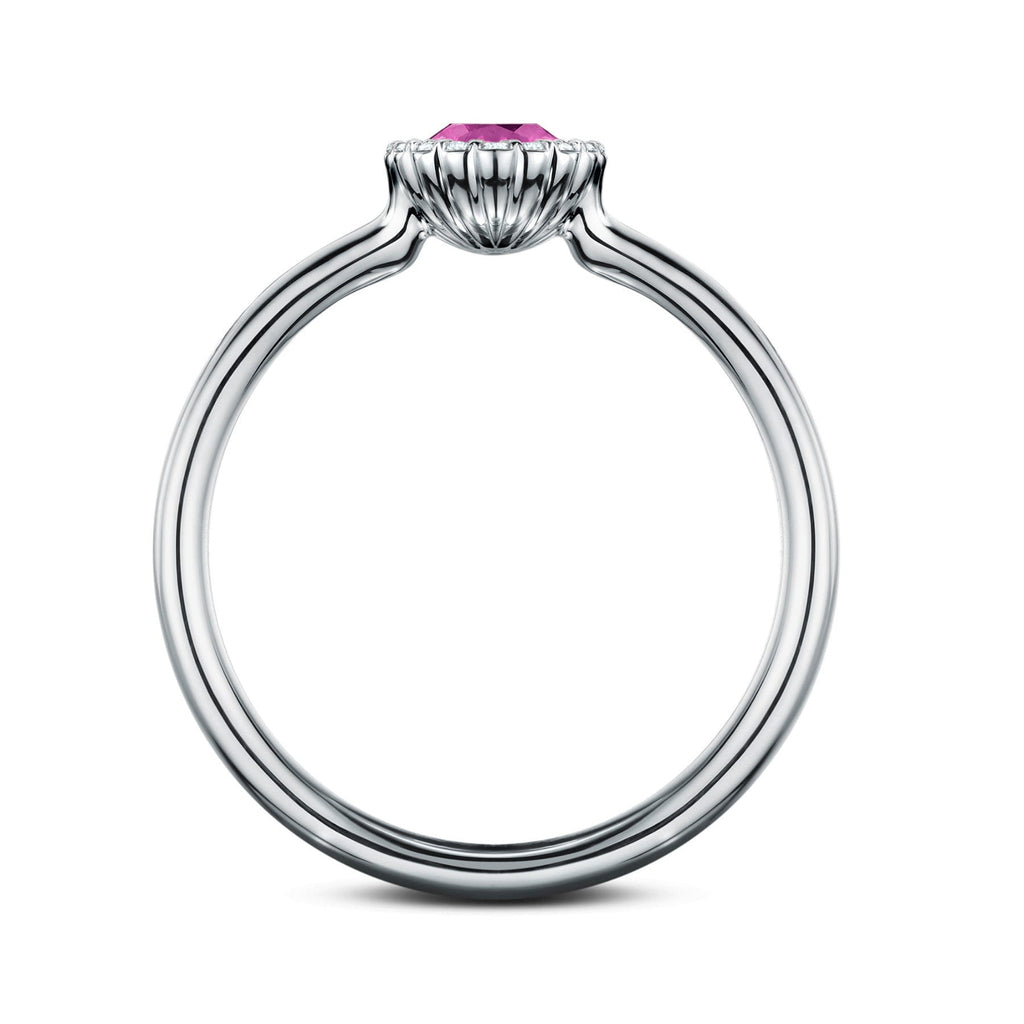 Andrew Geoghegan - 18k White Gold Pink Sapphire Diamond Cannele alternative engagement Ring - DESIGNYARD contemporary jewellery Dublin Ireland.