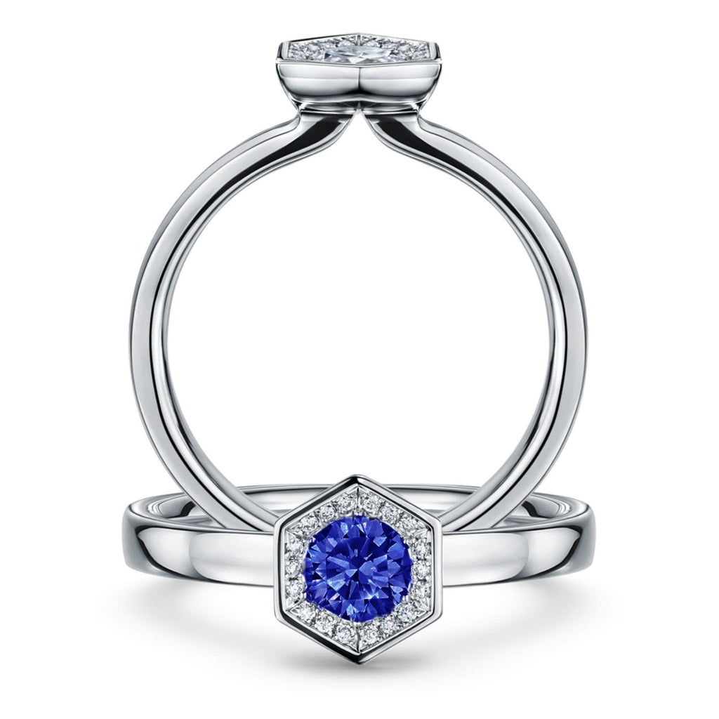 Andrew Geoghegan - Platinum Blue Sapphire Diamond Chapiteau Ring - DESIGNYARD, Dublin Ireland.