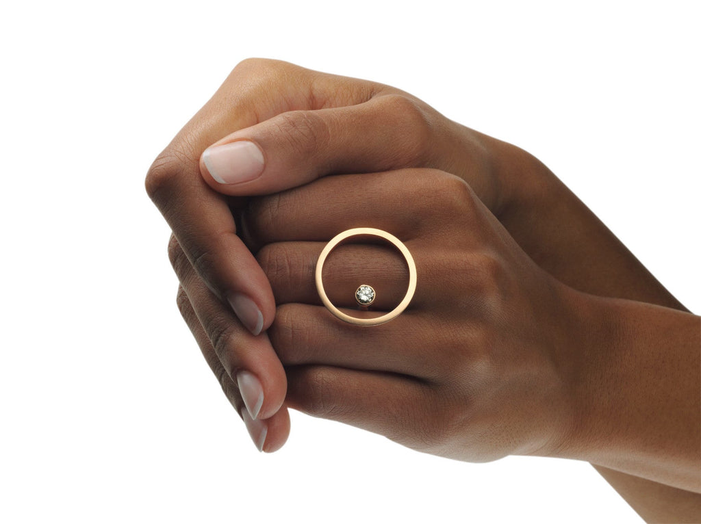 Photograph 3 of Angela Hubel's 18k Rose Gold Treasure Island Cognac Diamond statement Ring. Available on DESIGNYARD.com and in our Jewellery Shop Dublin, Ireland. Free Worldwide Shipping with DHL.