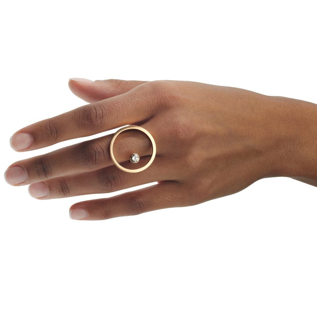 Photograph 2 of Angela Hubel's 18k Rose Gold Treasure Island Cognac Diamond statement Ring. Available on DESIGNYARD.com and in our Jewellery Shop Dublin, Ireland. Free Worldwide Shipping with DHL.