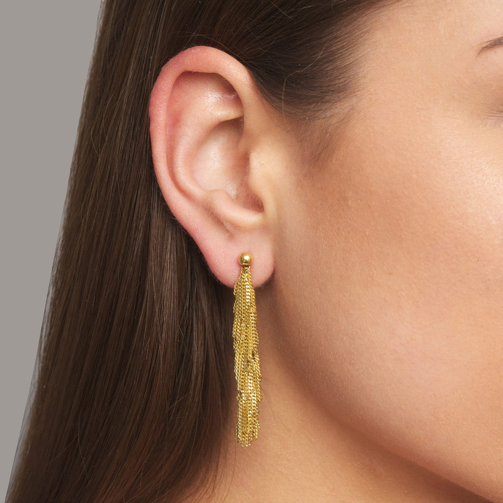 Claudia Milic - Sterling Silver Gold Siara Long Earrings - DESIGNYARD, Dublin Ireland.