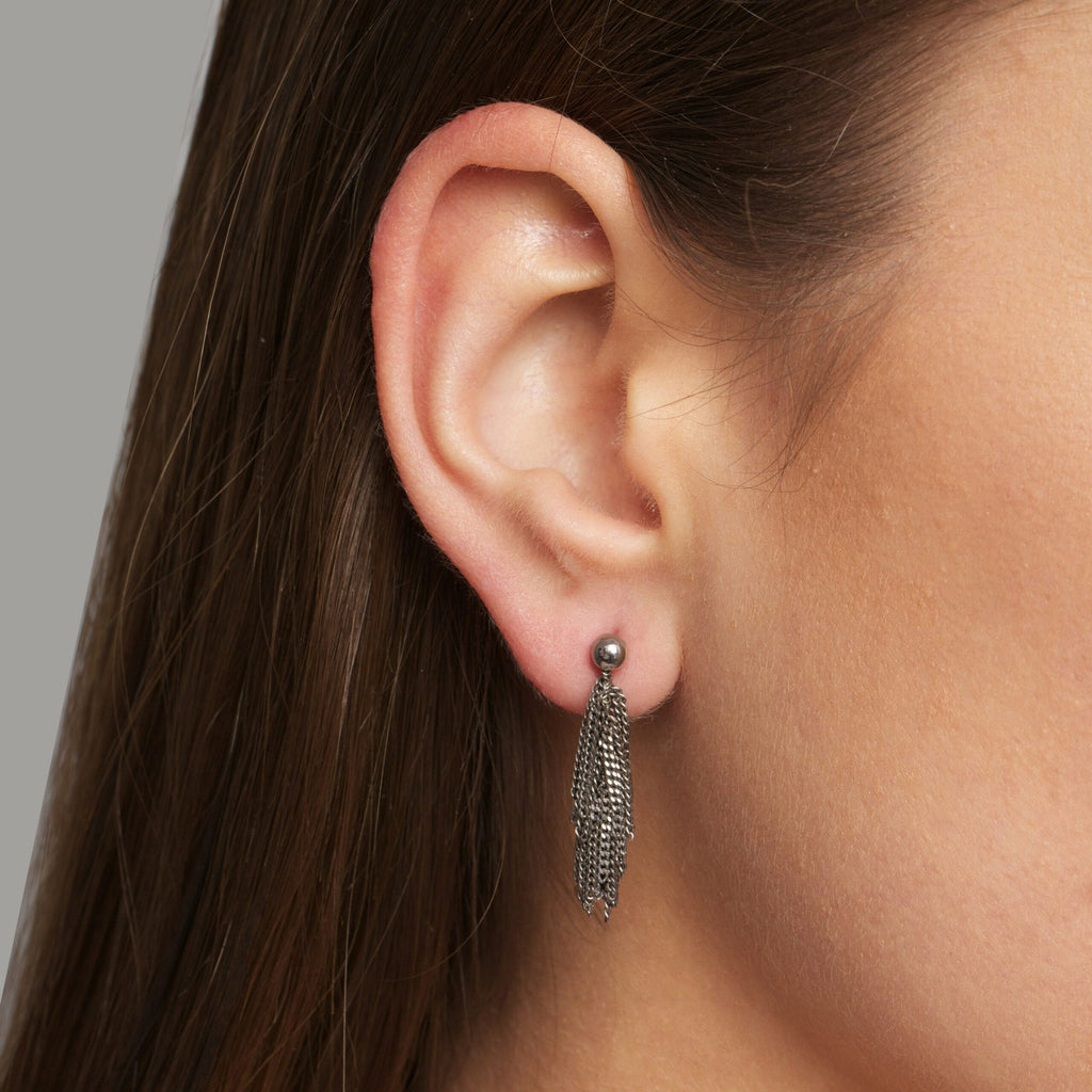 Claudia Milic - Sterling Silver Black Siara Short Earrings - DESIGNYARD, Dublin Ireland.