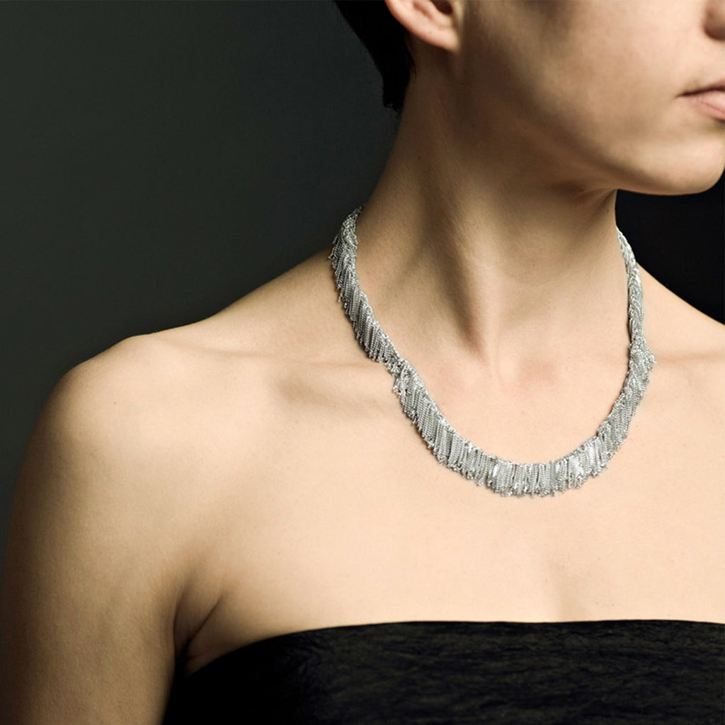 Photograph 2 of Claudia Milic's Contemporary Sterling Silver Siara Collier Necklace. Available on DESIGNYARD.com and in our Jewelry Store Dublin, Ireland. Free Worldwide Shipping with DHL.