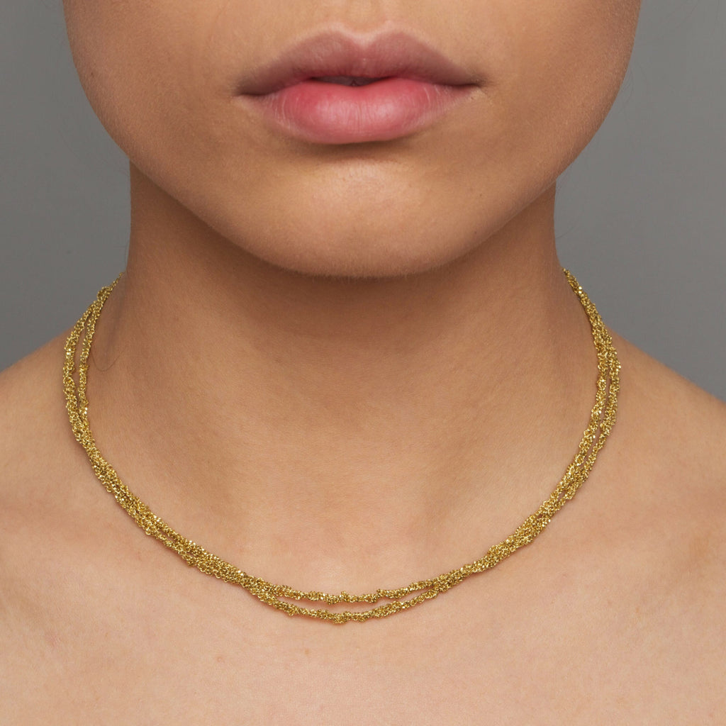 Photograph 2 of Claudia Milic's Contemporary Sterling Silver Gold Twist Collier Necklace. Available on DESIGNYARD.com and in our jewelry store Dublin, Ireland. Free Worldwide Shipping with DHL.