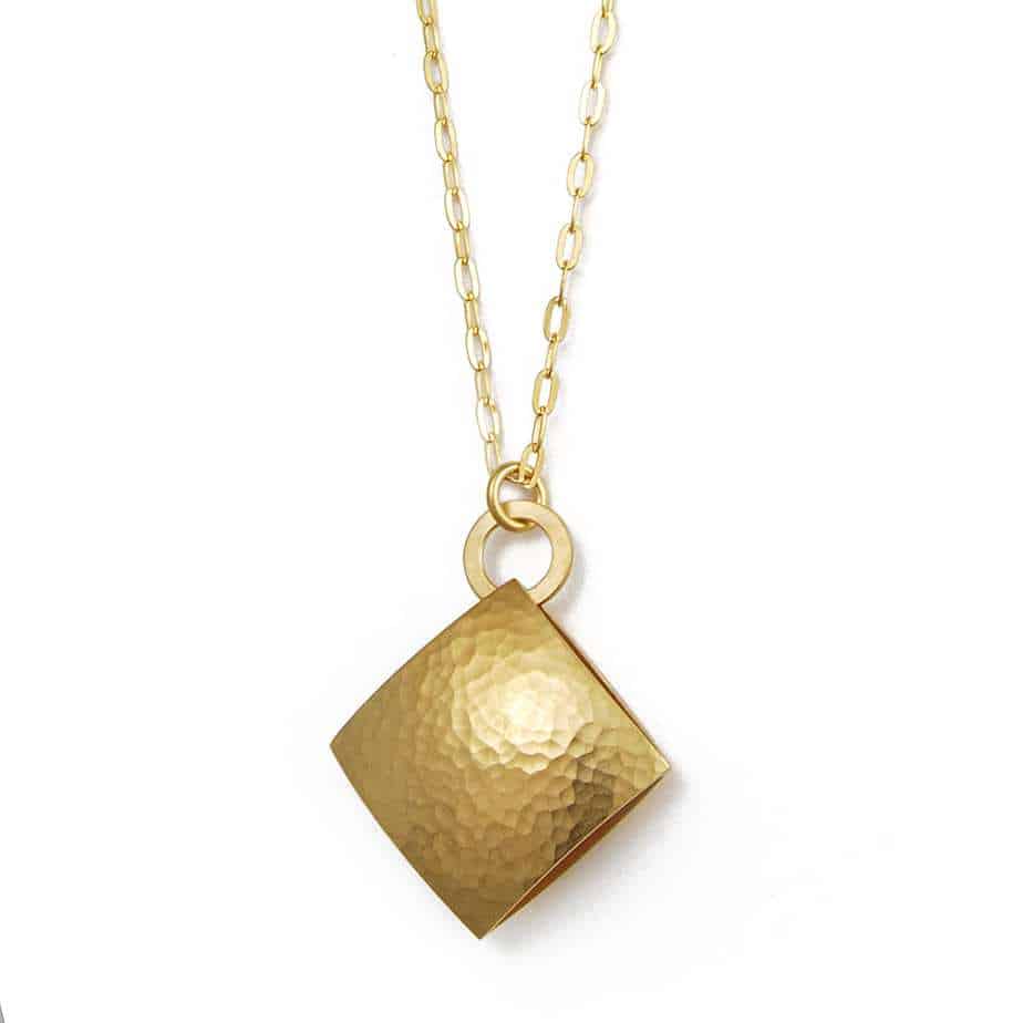 Heather O'Connor - Yellow Gold Plated Silver Pillow Hoop Necklace - DESIGNYARD, Dublin Ireland.