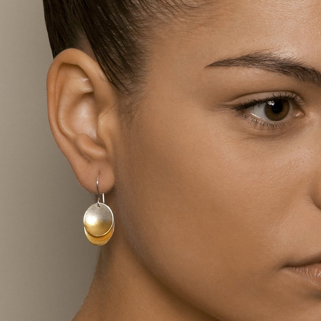 Kokkino - Electra Double Gold Plated Silver Hook Earrings - DESIGNYARD, Dublin Ireland.