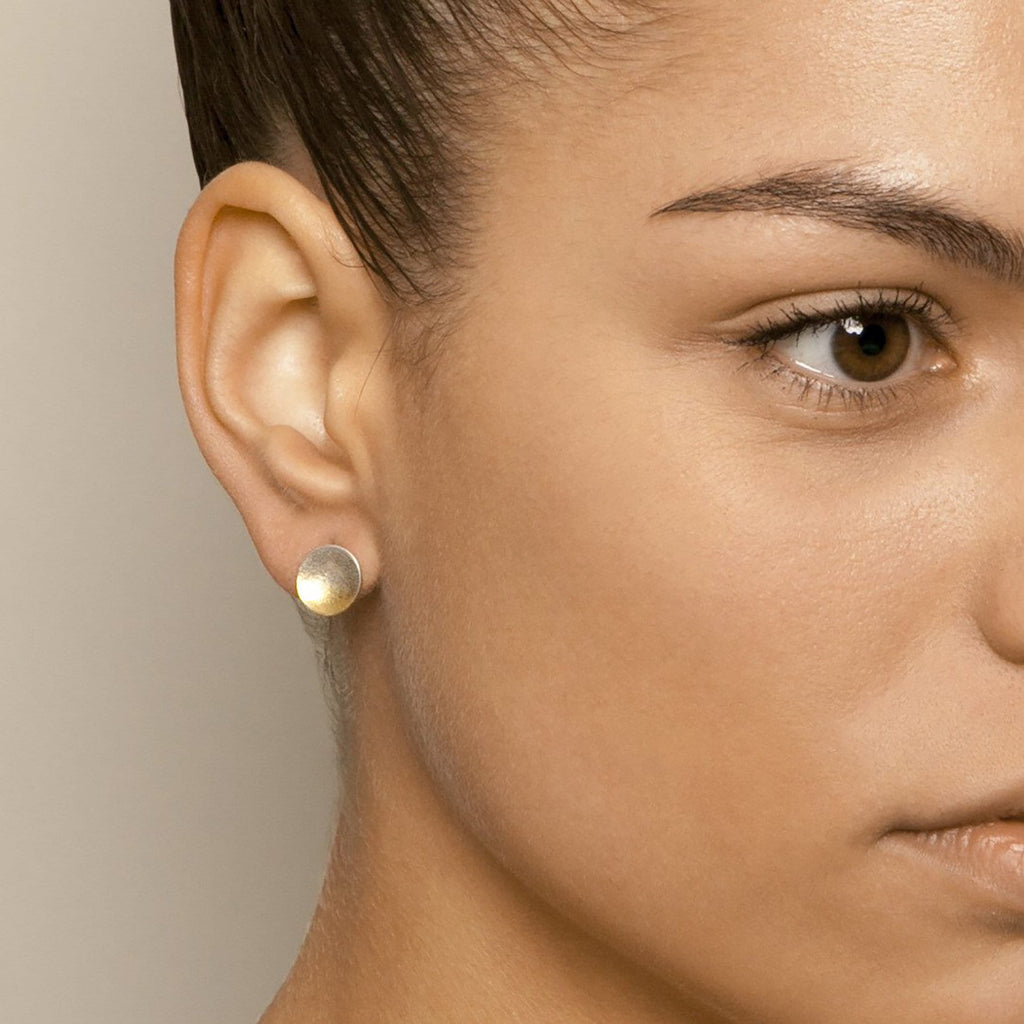 Photograph 2 of Kokkino's Contemporary Electra Small Gold Silver Stud Earrings. Available on DESIGNYARD.com and in our Jewellery Shop Dublin, Ireland. Shipping Worldwide with DHL.