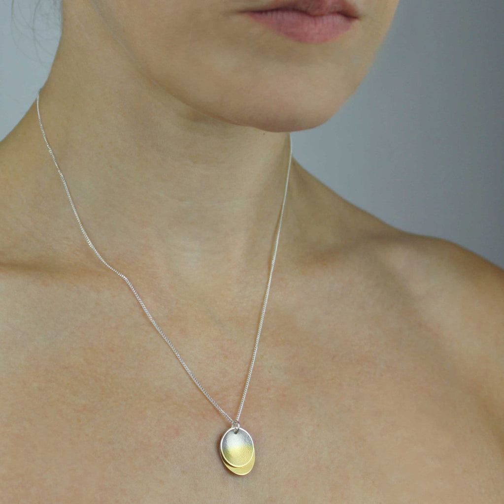Photograph 2 of Kokkino's Contemporary Electra Double Layer Yellow Gold Silver Necklace. Available on DESIGNYARD.com and in our Jewellery Shop Dublin, Ireland. Shipping Worldwide with DHL.