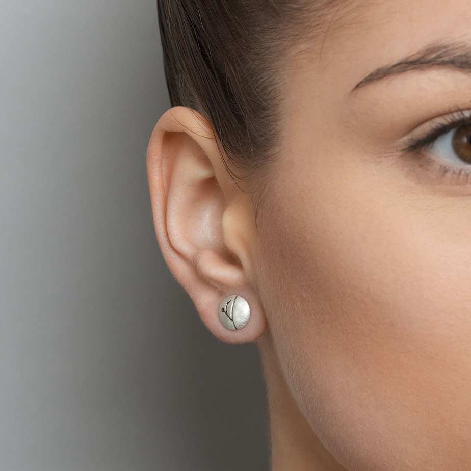 Photograph 1 of Kate Smith's Contemporary Silver Round Blossom Stud Earrings. Available on DESIGNYARD.com and in our Jewellery Shop Dublin, Ireland. Worldwide Shipping with DHL. 