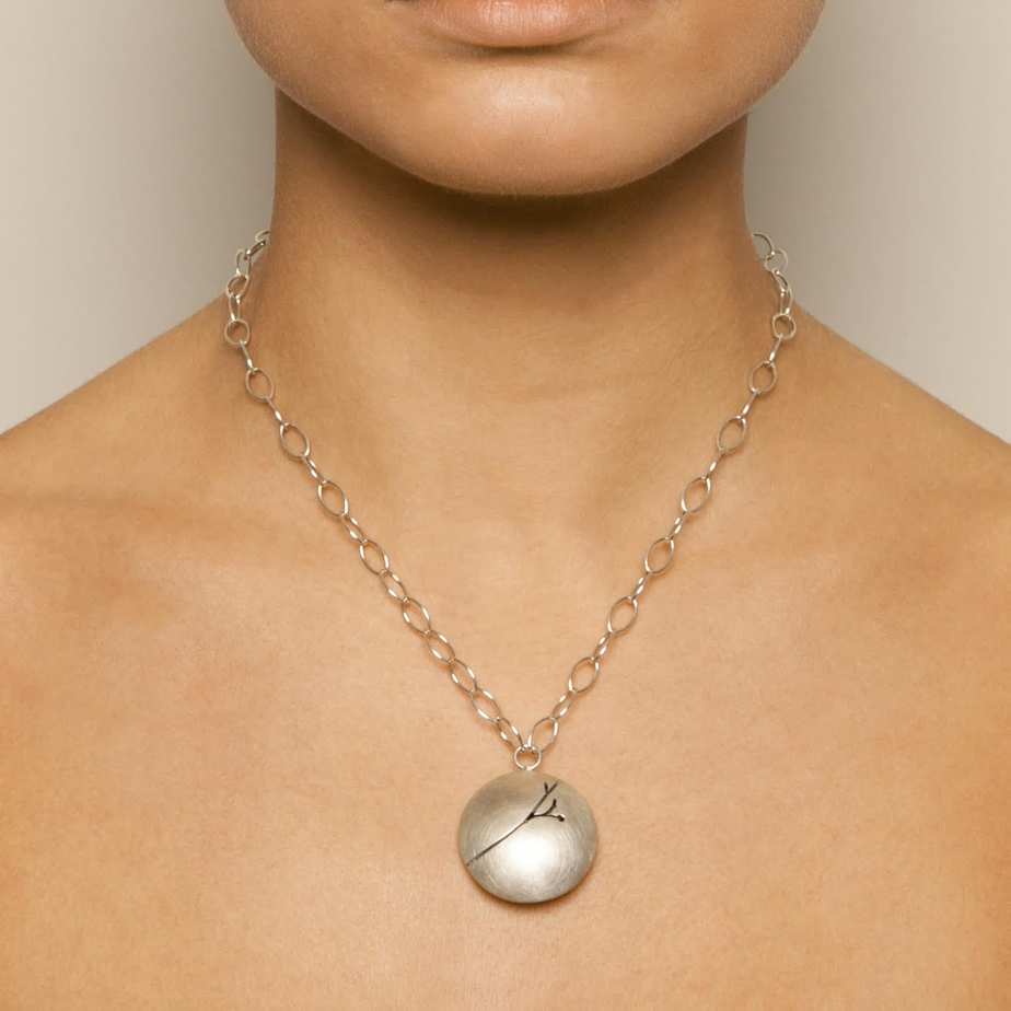 Kate Smith - Silver Blossom Oxidised Detail Necklace - DESIGNYARD, Dublin Ireland.
