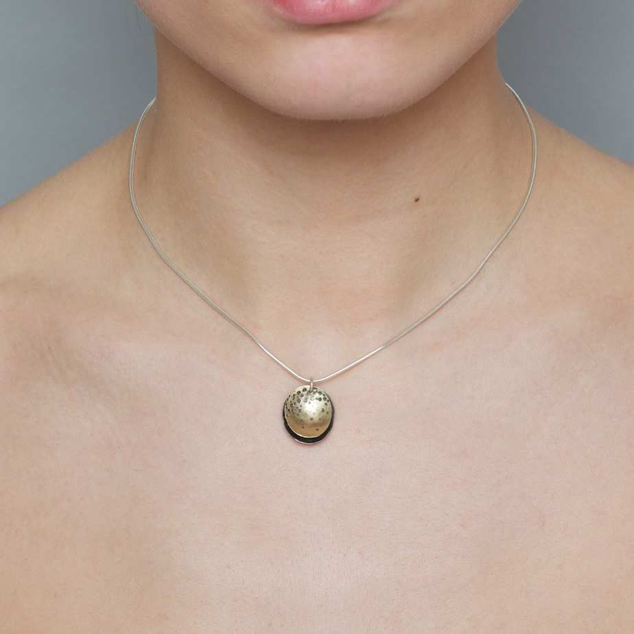 Kate Smith - 9k Yellow Gold Silver Patterned Layered Necklace - DESIGNYARD, Dublin Ireland.