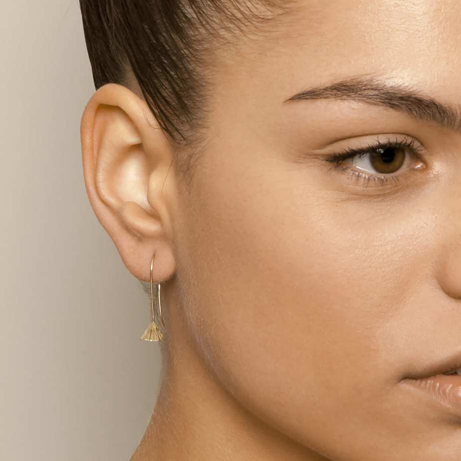 Martina Hamilton - 9k Yellow Gold Shell Cone Drop Earrings - DESIGNYARD, Dublin Ireland.