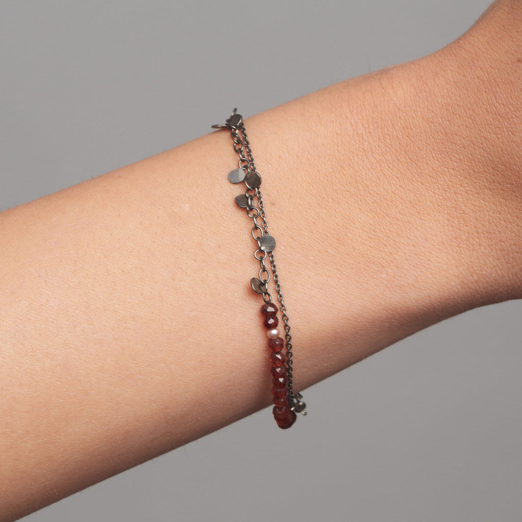 Neeltje Huddleston Slater - Oxidized Silver Garnet Leaf Bracelet - DESIGNYARD, Dublin Ireland.