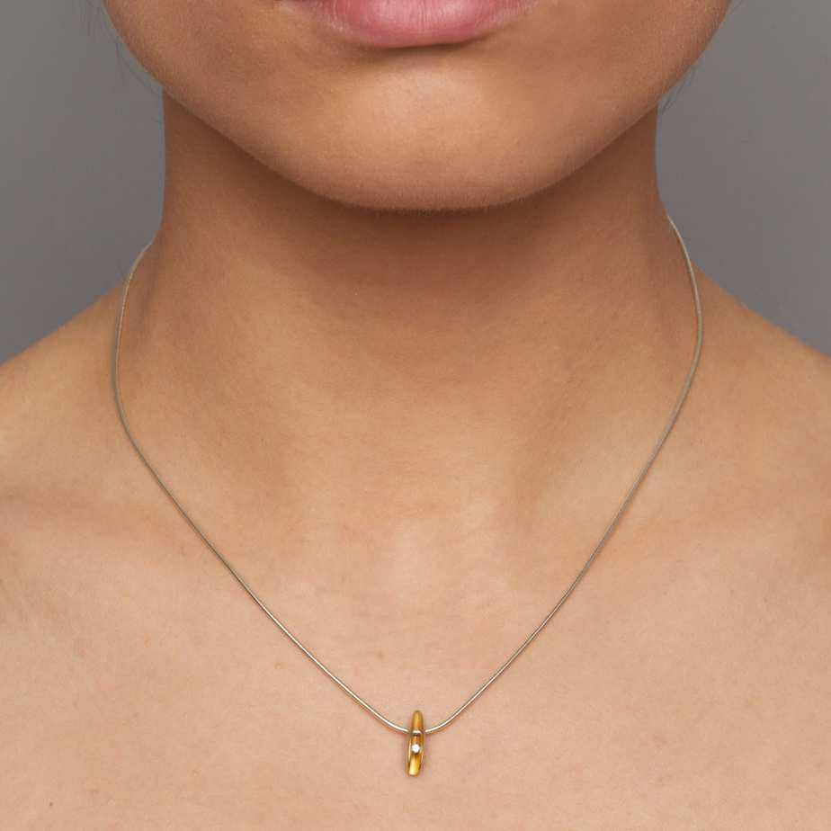 Paul Finch - Silver 22k Yellow Gold Diamond Shell Extra Small Necklace - DESIGNYARD, Dublin Ireland.