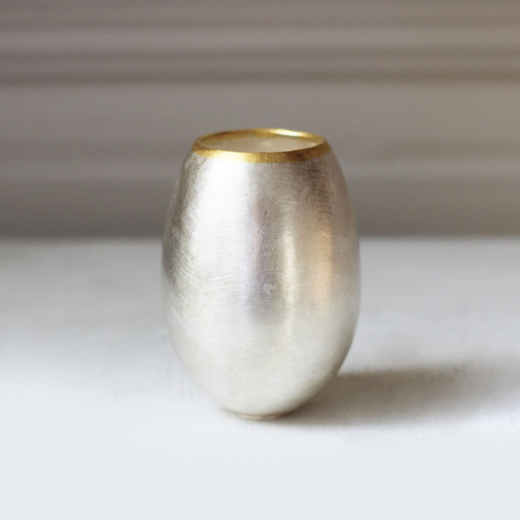 Shimara Carlow - Fine Silver 24K Yellow Gold Egg Vessel Medium - DESIGNYARD, Dublin Ireland.