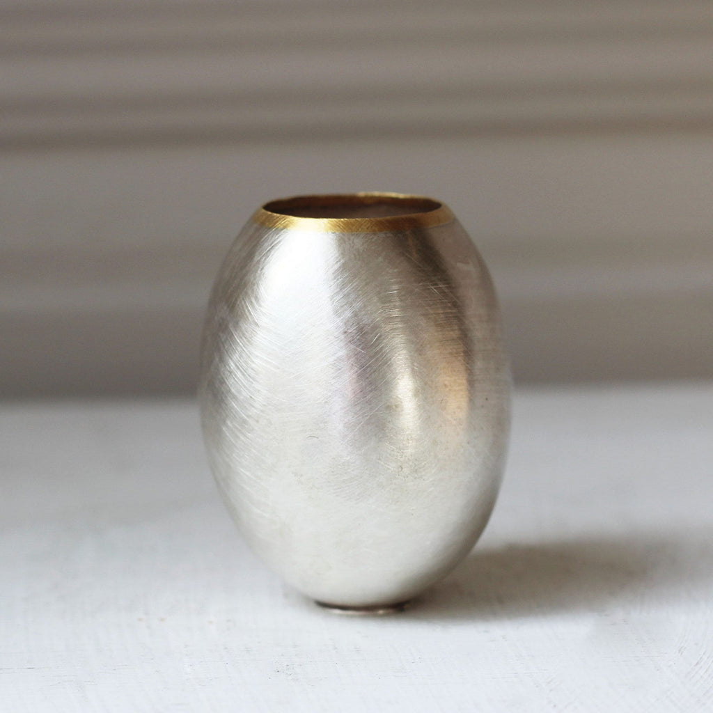 Shimara Carlow - Fine Silver 24K Yellow Gold Egg Vessel Small - DESIGNYARD, Dublin Ireland.