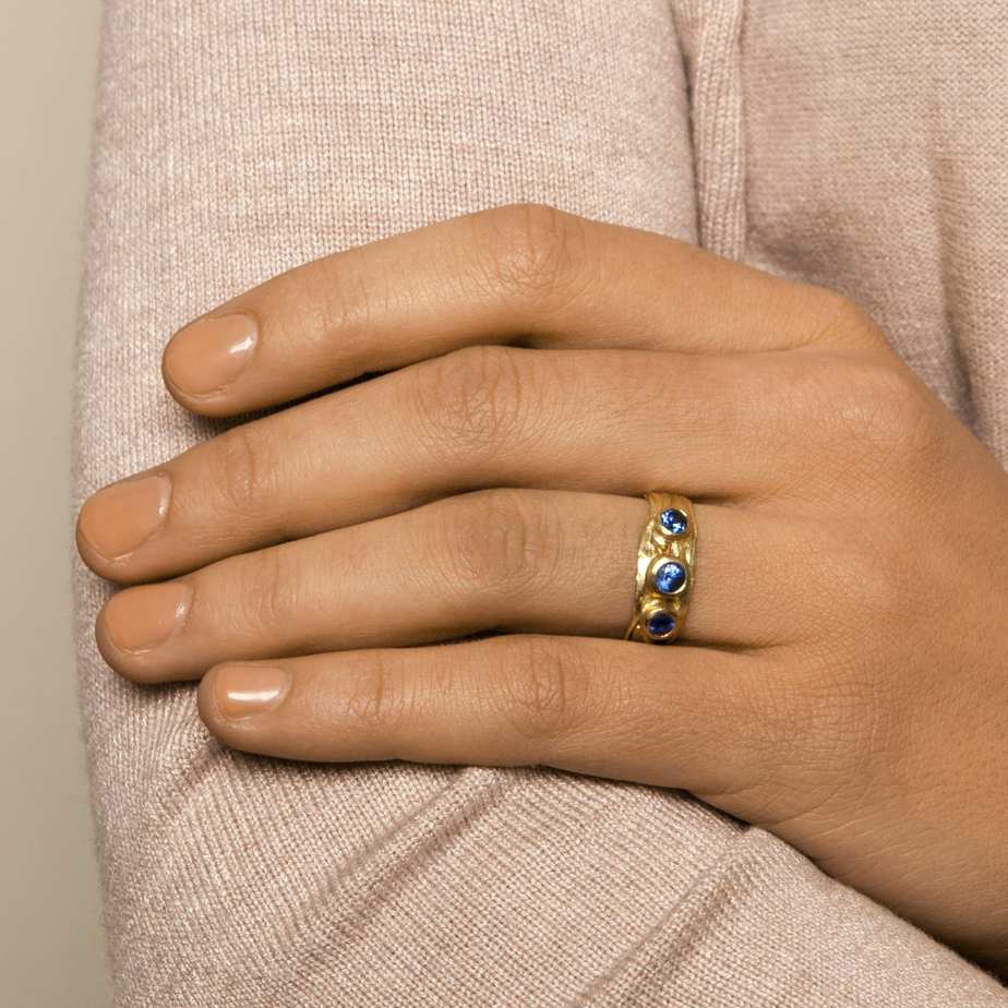Shimara Carlow's Organic 18k Yellow Gold Sapphire Wrap Ring by