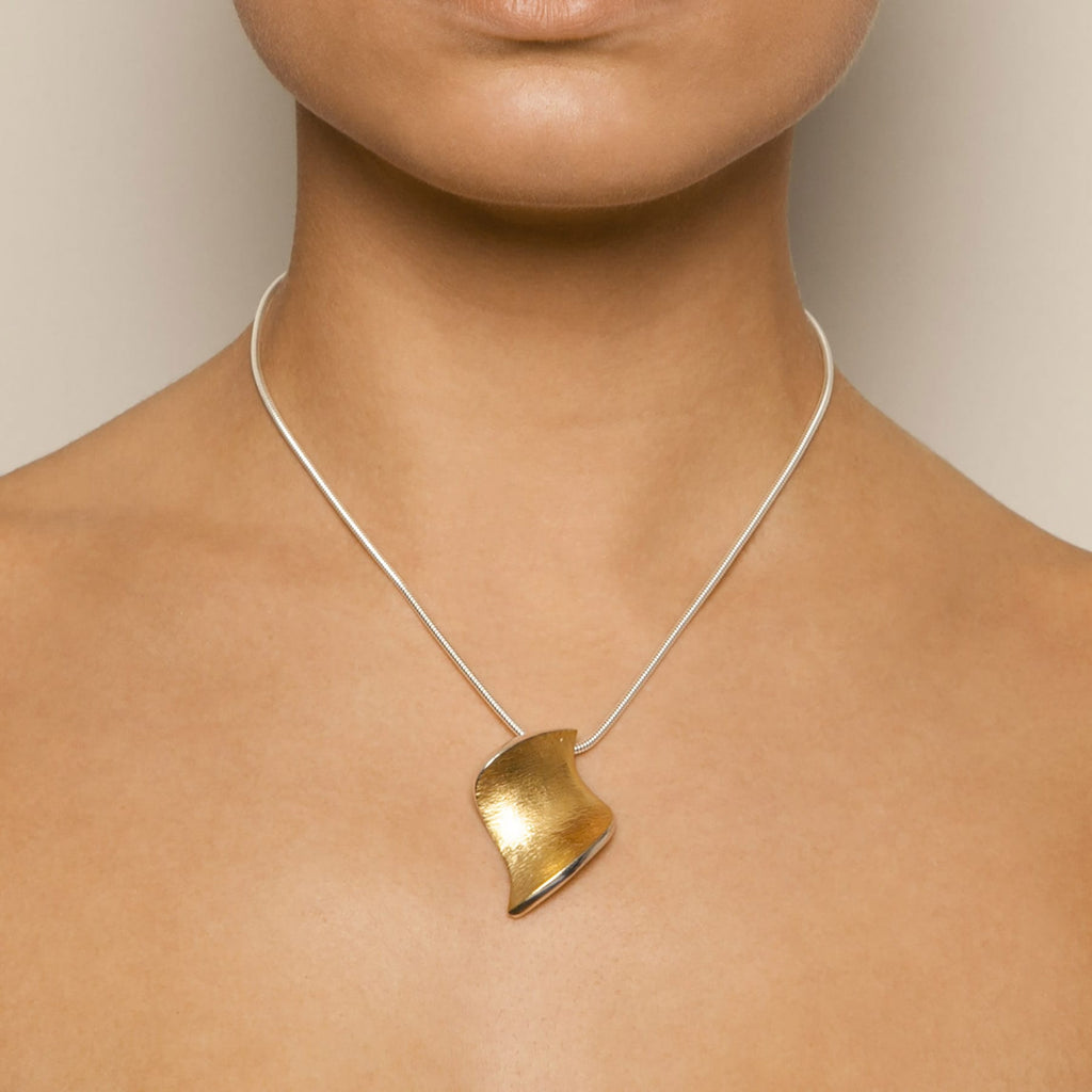 Seamus Gill - 22k Yellow Gold Plated Silver Flowing Curves Large Necklace - DESIGNYARD, Dublin Ireland.