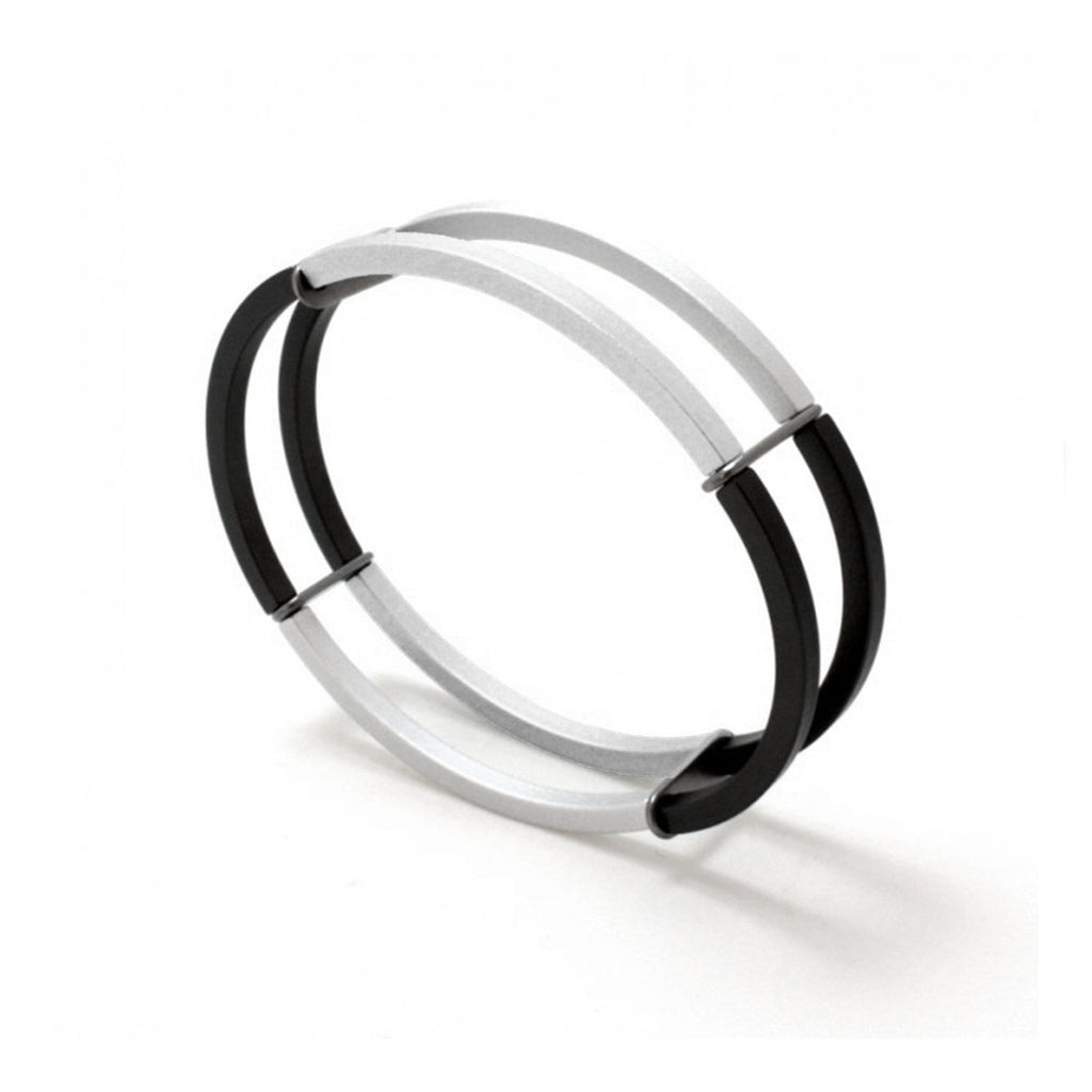 Ursula Muller - Black Structured Steel Aluminium Bracelet - DESIGNYARD, Dublin Ireland.