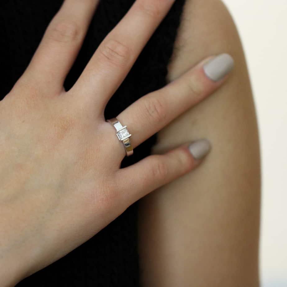 Andrew Geoghegan - 18k White Gold Diamond Box Engagement Ring - DESIGNYARD, Dublin Ireland.