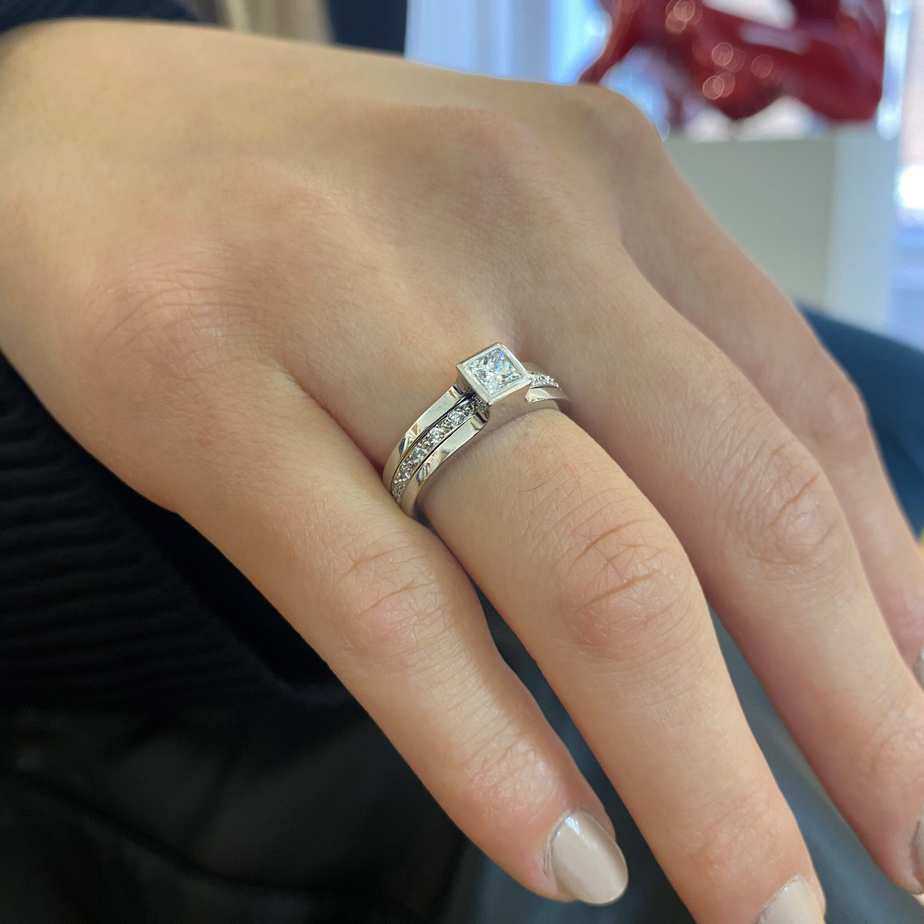 Andrew Geoghegan - 18k White Gold Diamond Unity Princess Ring - DESIGNYARD, Dublin Ireland.