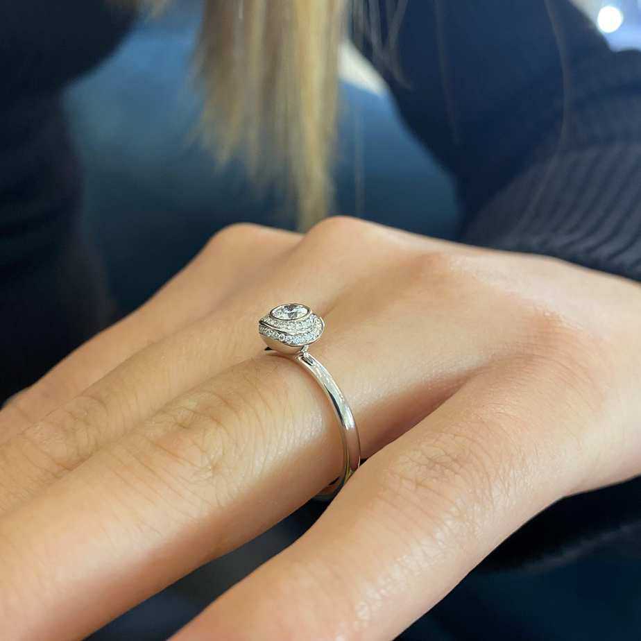 Andrew Geoghegan - Platinum Diamond Clair De Lune engagement Ring - DESIGNYARD contemporary jewellery Dublin Ireland.