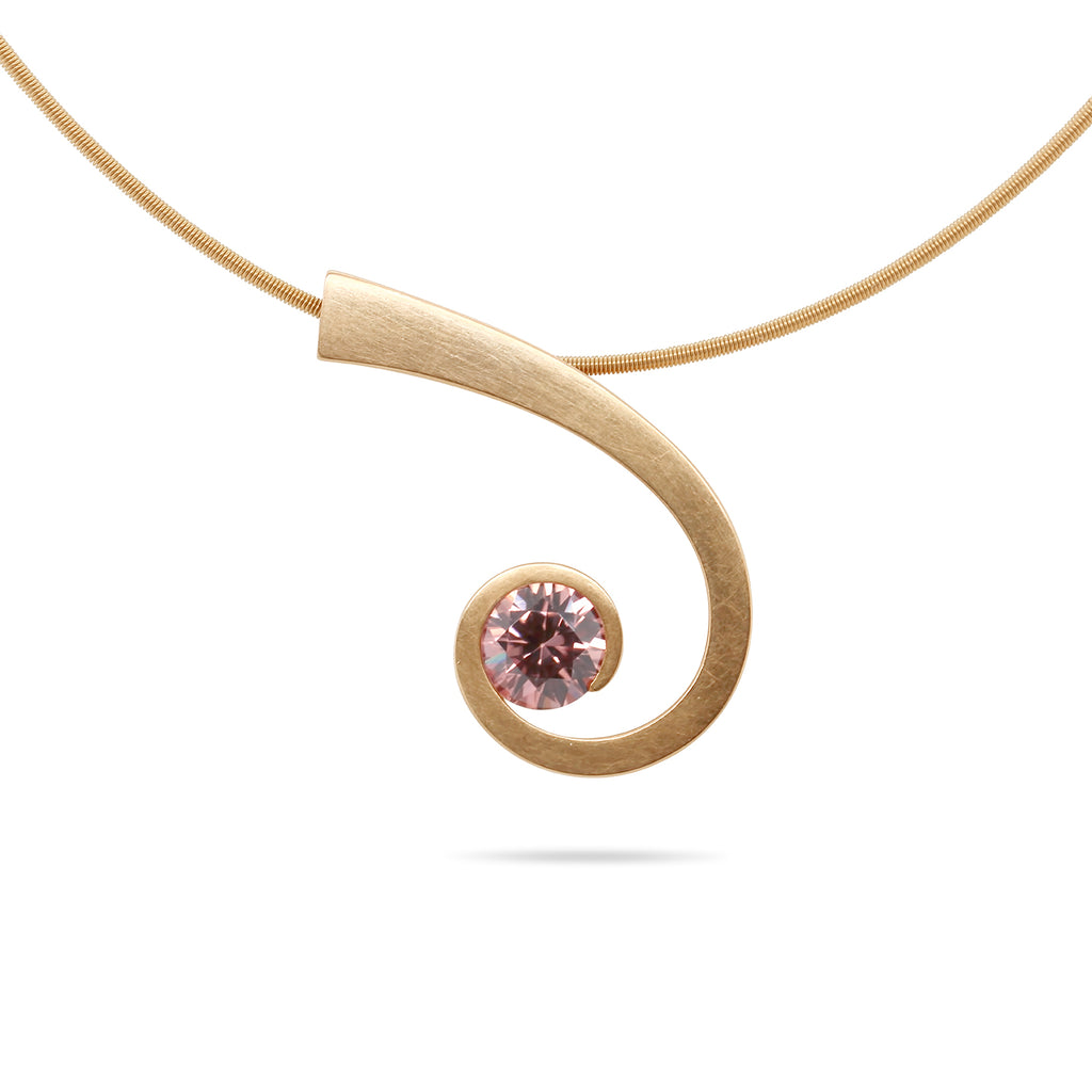 Photograph 1 of Angela Hubel's Contemporary 18k Rose Gold Brown Zircon Shooting Star Statement Necklace. Available on DESIGNYARD.com and in our Jewellery Shop Dublin, Ireland. Free Worldwide Shipping with DHL. 