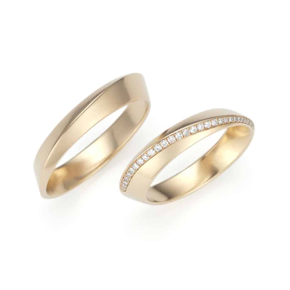 Photograph 3 of Angela Hubel's Contemporary 18k Rose Gold Diagonal Diamond Wedding Eternity Ring. Available on DESIGNYARD.com and in our Jewellery Shop Dublin, Ireland. Free Worldwide Shipping with DHL.