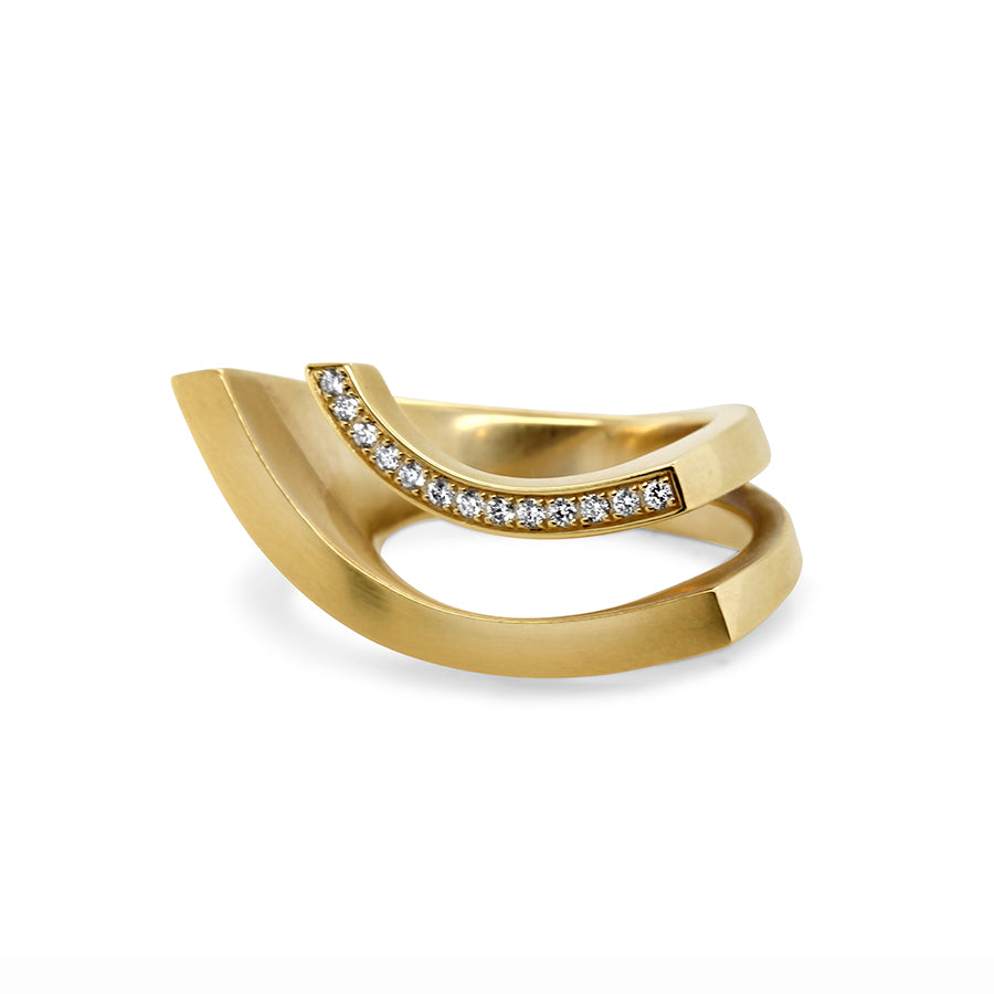 Angela Hubel - 18k Yellow Gold Rainbow Diamond Ring - DESIGNYARD, Dublin Ireland.