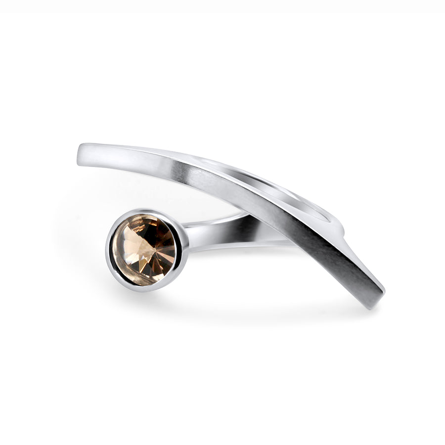 Photograph 1 of Angela Hubel's Contemporary Sterling Silver and Smoky Quartz Laguna Statement Ring - DESIGNYARD.com No 1 for Contemporary Jewellery in Europe. Shipping Worldwide.
