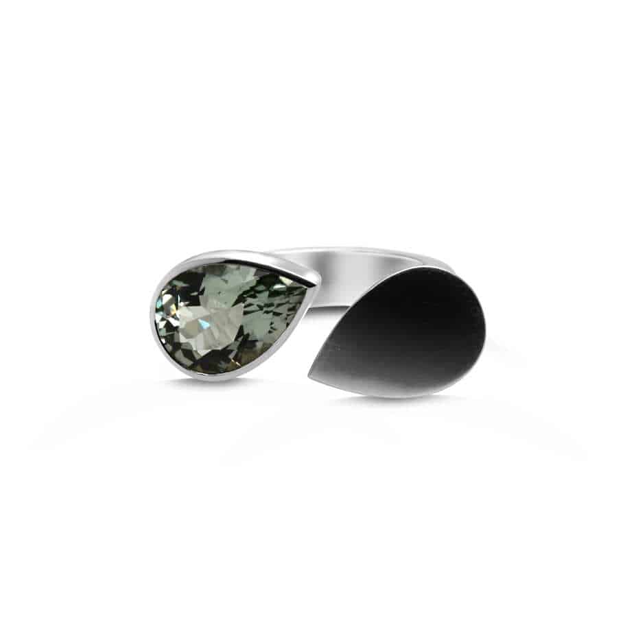 Angela Hubel - Silver Prasiolite Colour Drop Ring - DESIGNYARD, Dublin Ireland.