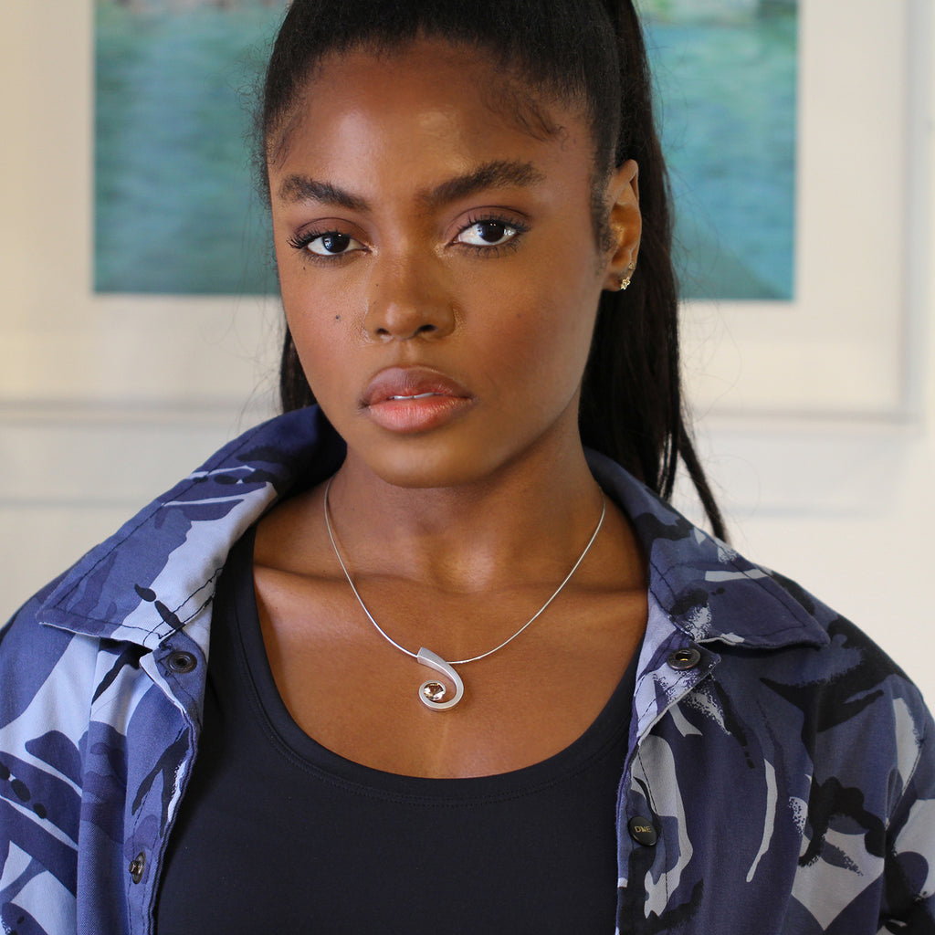 Photograph 4 of Angela Hubel's Sterling Silver Laguna Smokey Quartz Necklace. Available on DESIGNYARD.com and in our Jewelry Store Dublin, Ireland. Free Worldwide Shipping with DHL.