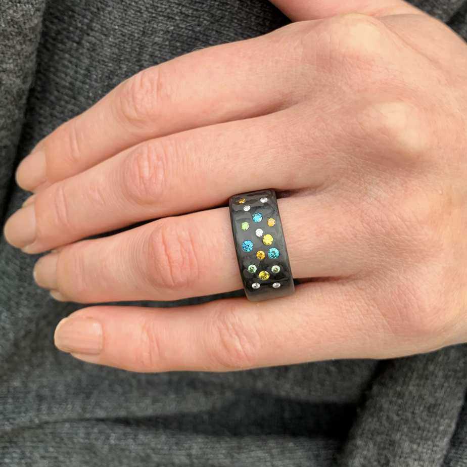 Anne Cohen Limited Edition Carbon Fibre Supernova Diamond Ring - by ...