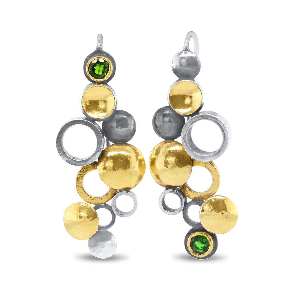 Barbara Bertagnolli - 24k Yellow Gold Silver Tsavorite Drop Earrings - DESIGNYARD, Dublin Ireland.