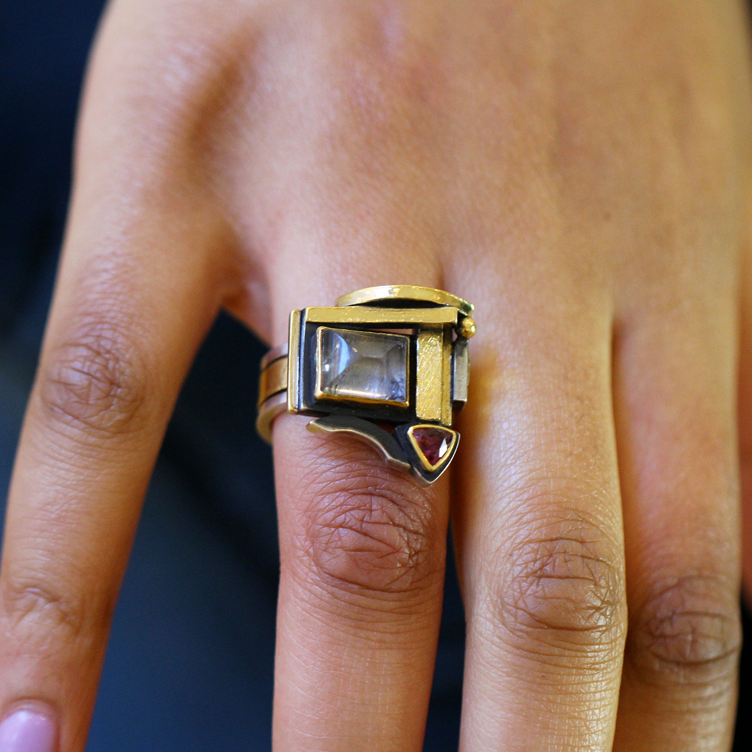 Grey tourmaline ring deals