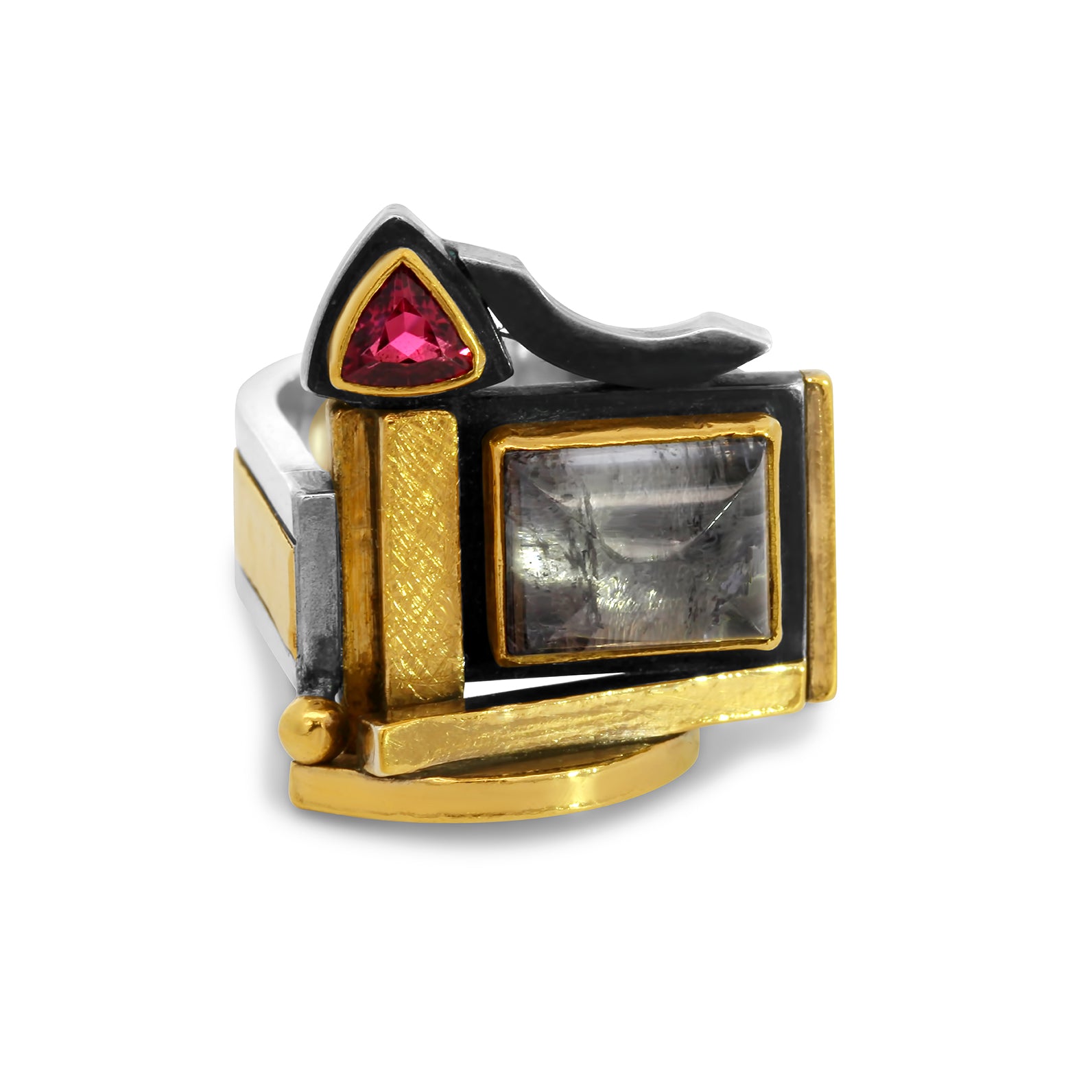 Barbara Bertagnolli Contemporary Grey Pink Tourmaline Ring