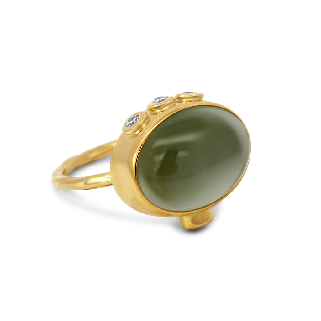 Josephine Bergsøe - 18k 22k Yellow Gold Beryl Ruby Diamond Ring - DESIGNYARD, Dublin Ireland.