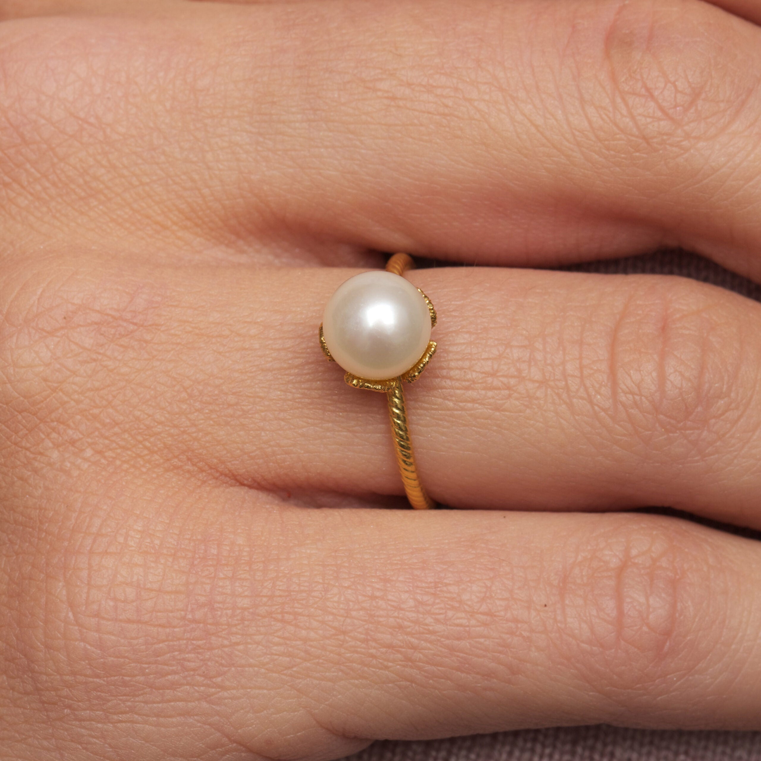 Simple Pearl 18k Gold Pearl Ring 2023 New 18K Gold Plated Natural