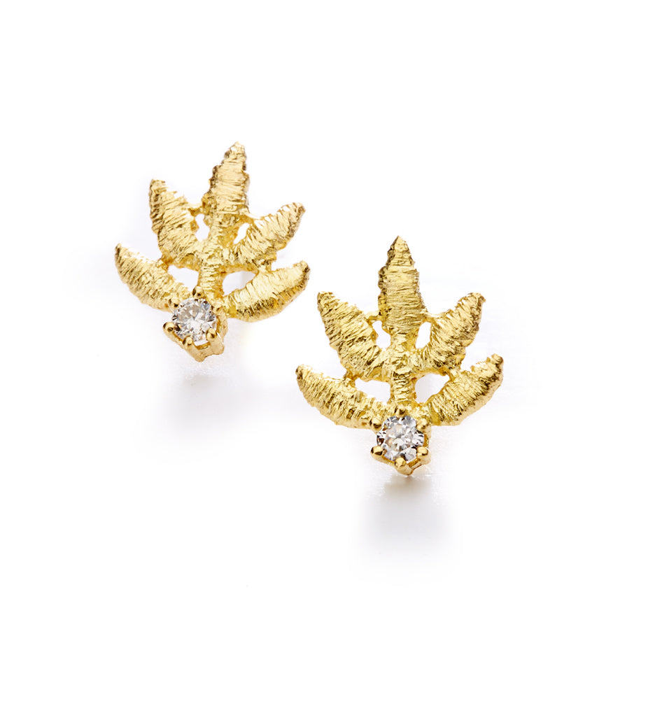 Brigitte Adolph - 18k Yellow Gold Marilu Diamond Earrings - DESIGNYARD, Dublin Ireland.