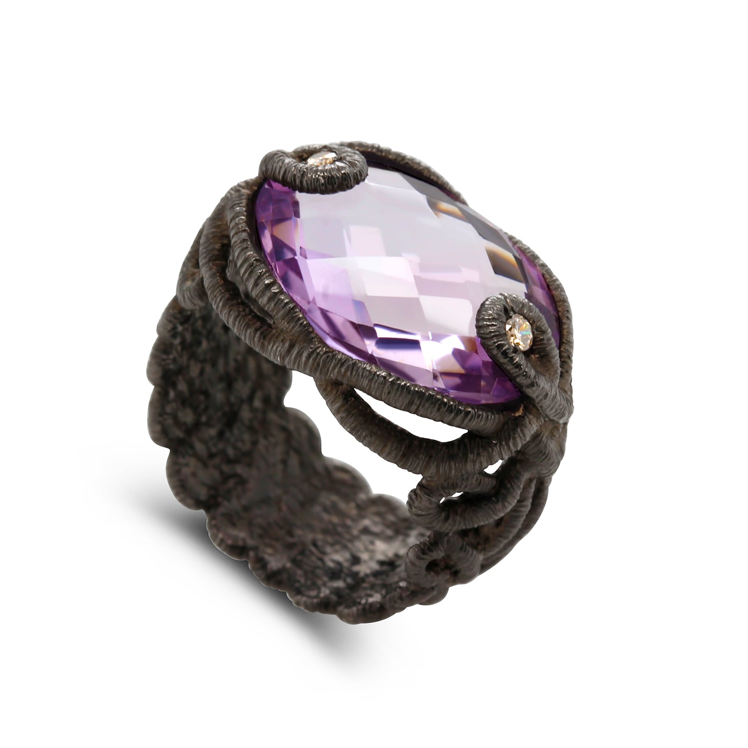Undine Design Brigitte Adolph's Black Rhodium Amethyst Diamond Undine Ring - by ...