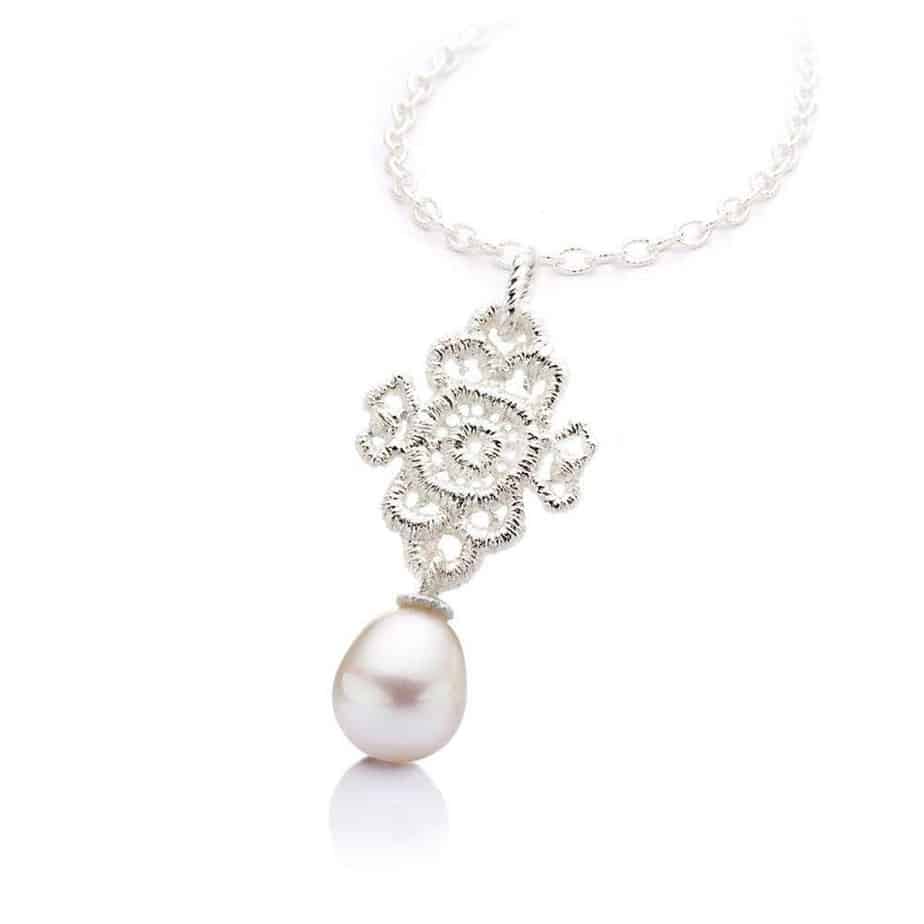 Photograph 1 of Brigitte Adolph's Sterling Silver Mona Lisa Pearl Handmade Unique Pendant. Available on DESIGNYARD.com No 1 for Contemporary Jewellery Dublin, Ireland. Free Worldwide Shipping with DHL.