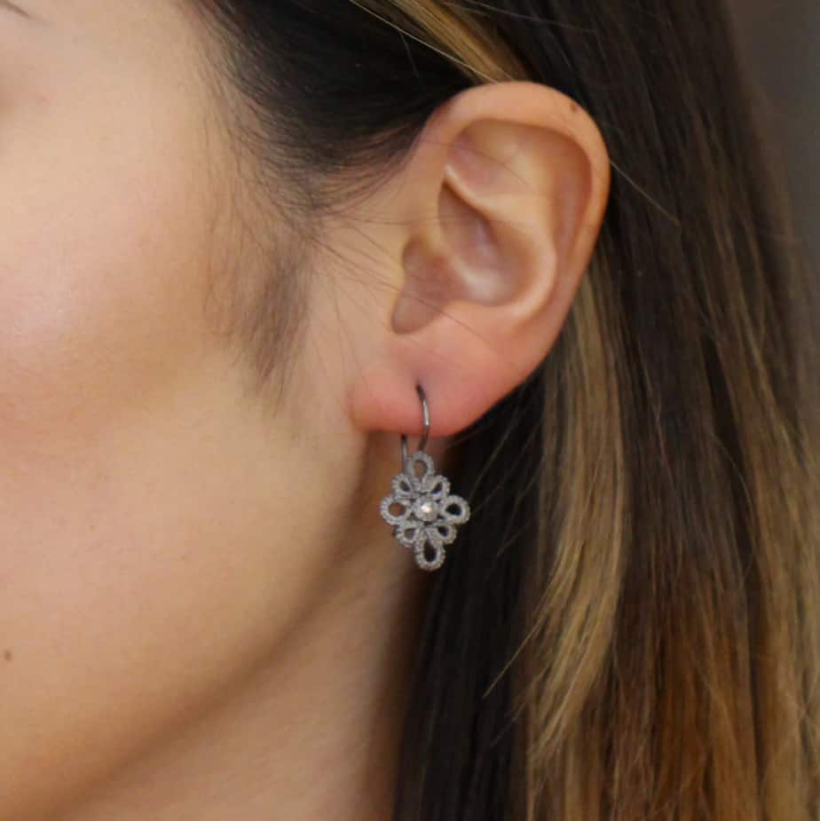 Brigitte Adolph - Sterling Silver Black Rhodium Diamond Miss Medea Earrings - DESIGNYARD, Dublin Ireland.